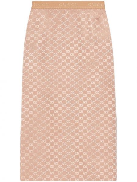 Плетена пола тип молив Gucci розово