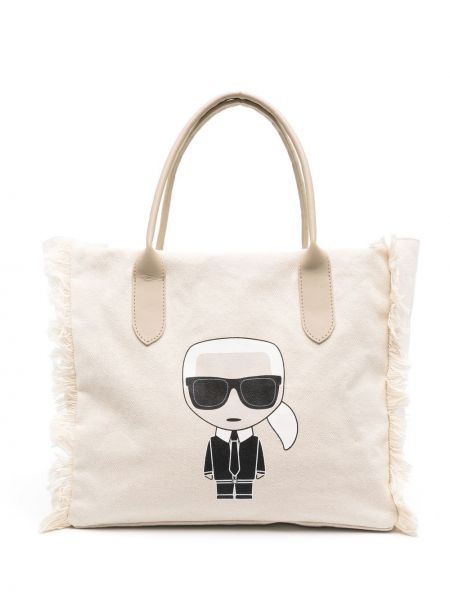 Тоут сумка из канваса Karl Lagerfeld, бежевая