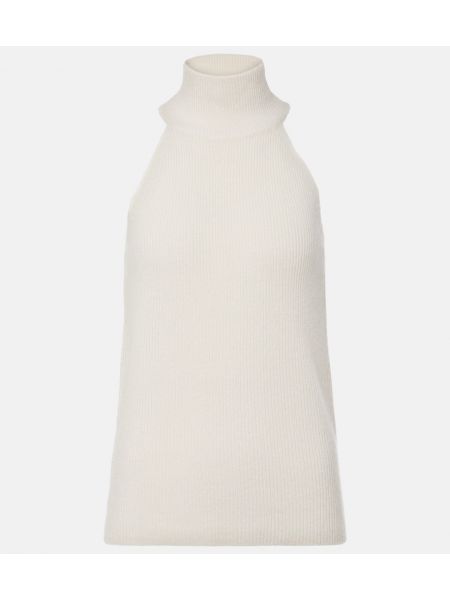 Πλεκτός πουλόβερ κασμίρ Lisa Yang λευκό