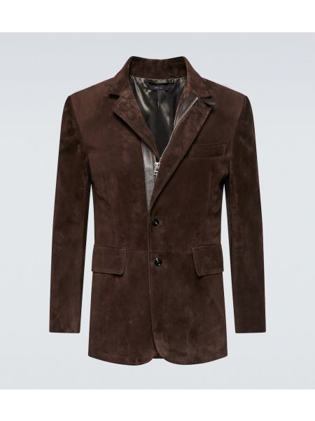 Замшевый пиджак Tom Ford коричневый