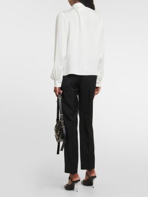 Bluză de mătase din jacard Givenchy alb