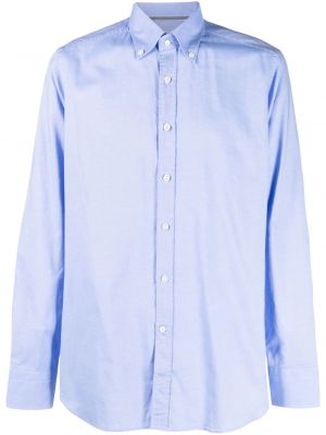 Πουπουλένιο βαμβακερό πουκάμισο Tintoria Mattei μπλε