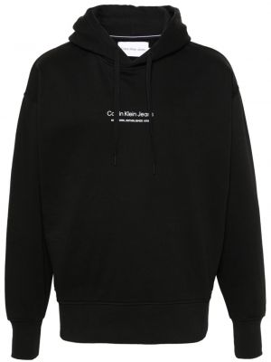 Kapučdžemperis ar apdruku Calvin Klein Jeans melns