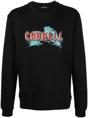 Trykt bomull sweatshirt Roberto Cavalli svart