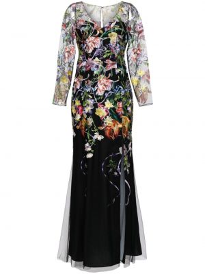 Rochie de seară cu model floral Marchesa Notte negru