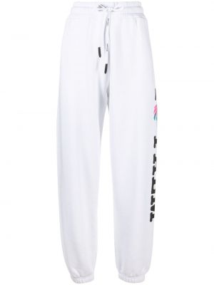 Pantalon de joggings en coton à imprimé Palm Angels blanc