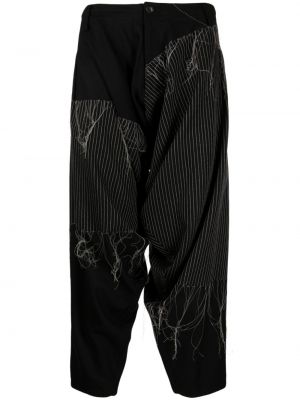 Pantaloni cu broderie drapate Yohji Yamamoto negru
