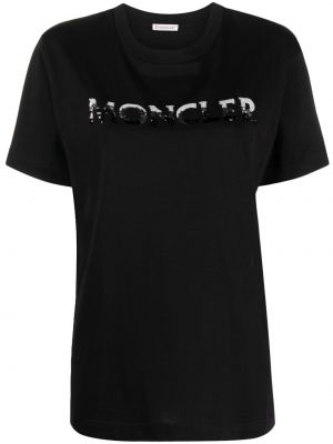Koszulka z cekinami bawełniana Moncler