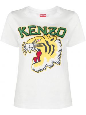 Bílé bavlněné tričko s potiskem Kenzo