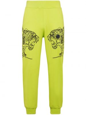 Памучни спортни панталони с принт с тигров принт Plein Sport