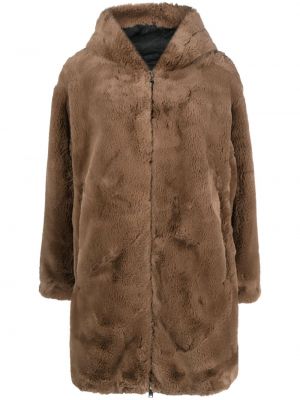 Manteau de fourrure à capuche Moose Knuckles marron