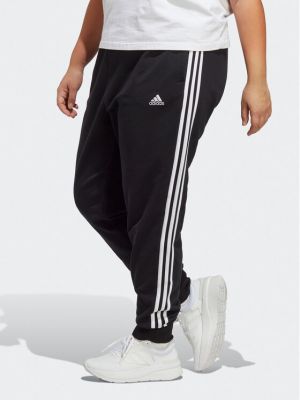 Csíkos slim fit sport nadrág Adidas fekete