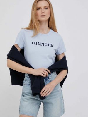 Bavlněné tričko Tommy Hilfiger béžové
