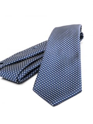 Žakardinis šilkinis kaklaraištis Kiton mėlyna