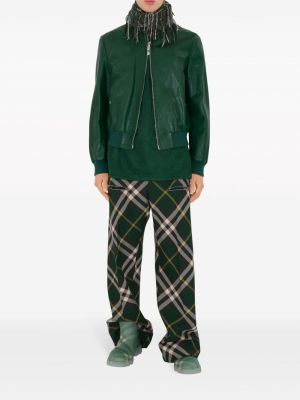 Pantalon en laine à carreaux large Burberry vert