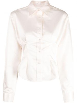 Плисирана риза с копчета Cynthia Rowley бяло