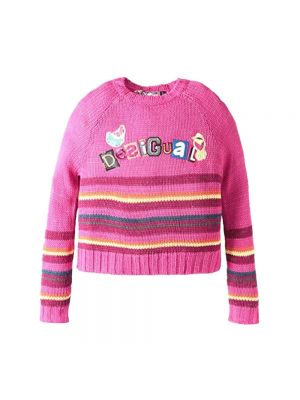 Dzianinowy sweter Desigual różowy