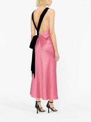 Saténové koktejlové šaty s mašlí Del Core růžové