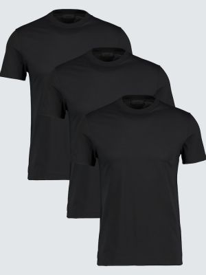 Bavlněné tričko jersey Prada černé