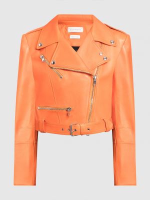 Оранжевая кожаная куртка Alexander Mcqueen