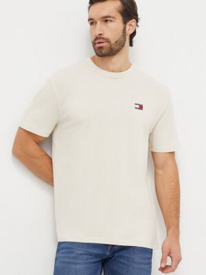 Тениска с дълъг ръкав с апликация Tommy Jeans бежово