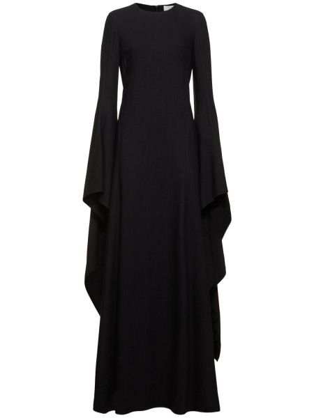 Vlnené dlouhé šaty s dlhými rukávmi Gabriela Hearst čierna