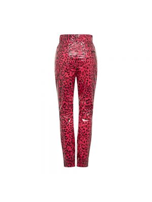Spodnie slim fit skinny fit w panterkę Dolce And Gabbana różowe