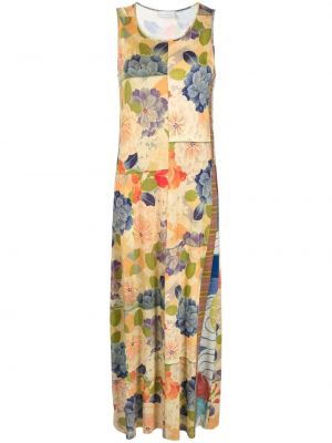 Midi obleka s cvetličnim vzorcem s potiskom Pierre-louis Mascia rumena