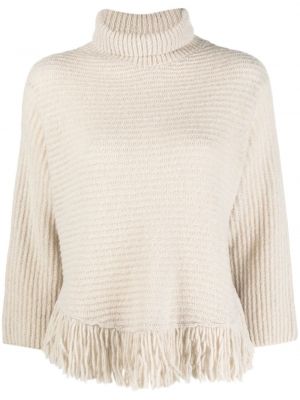 Pullover mit fransen Antonelli beige