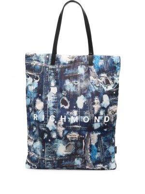 Roztrhaná nákupná taška s potlačou John Richmond modrá