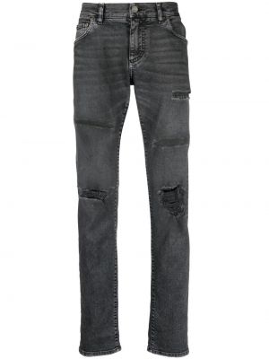Straight fit džíny s oděrkami Dolce & Gabbana černé