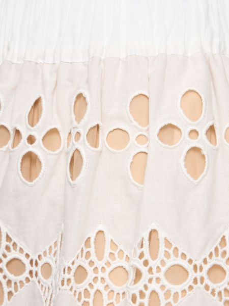 Shorts brodeés en soie en coton Elie Saab blanc