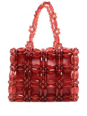 Shopper kabelka s korálky 0711 červená