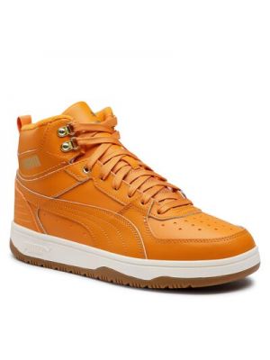 Pantofi din piele sport Puma portocaliu