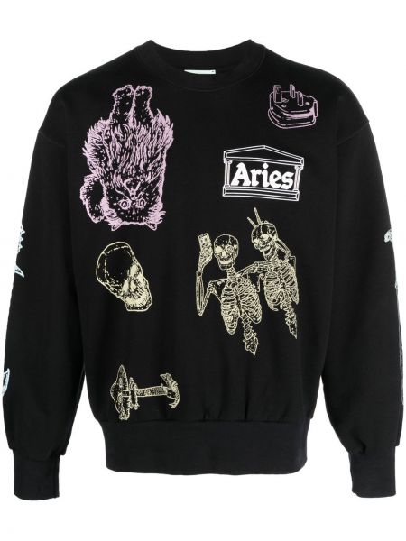 Raštuotas džemperis Aries juoda