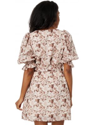 Льняное платье мини в цветочек с принтом English Factory