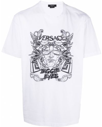 Тениска с принт Versace бяло