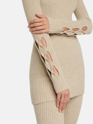 Вълнен пуловер Victoria Beckham бежово