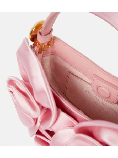 Сатенени шопинг чанта на цветя Magda Butrym розово
