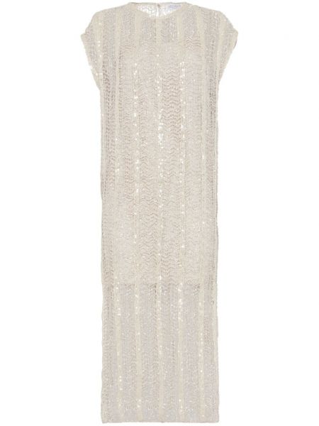 Flitrované šaty Brunello Cucinelli biela