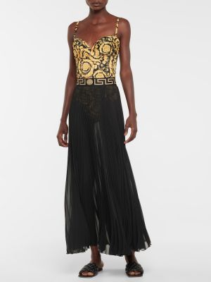 Plisovaná dlhá sukňa Versace čierna