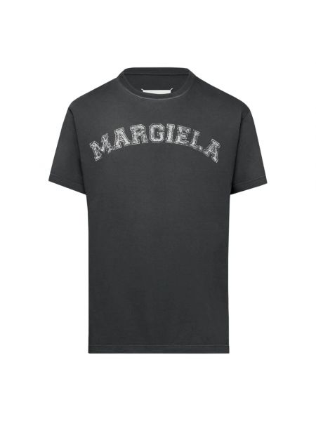 Koszulka bawełniana z dżerseju retro Maison Margiela czarna