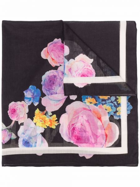 Bufanda de flores con estampado Ganni negro