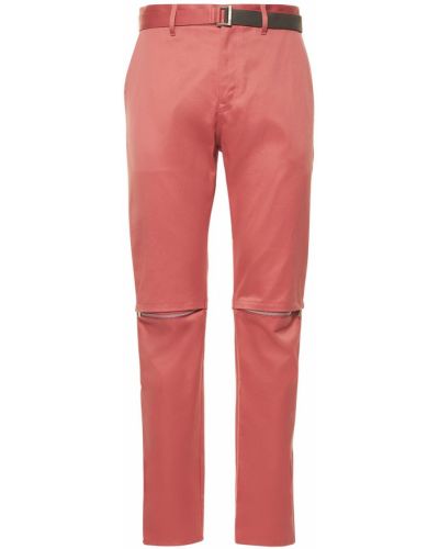 Pantaloni chino cu fermoar din bumbac Sacai roz