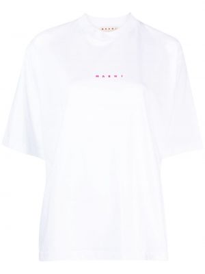 Bavlnené tričko s potlačou Marni biela