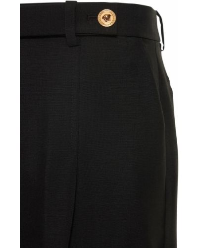 Moherowe proste spodnie Versace czarne