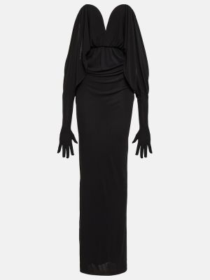 Drapované dlouhé šaty Saint Laurent čierna