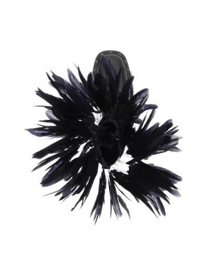 Botas de agua de cuero con plumas de plumas Valentino Garavani negro