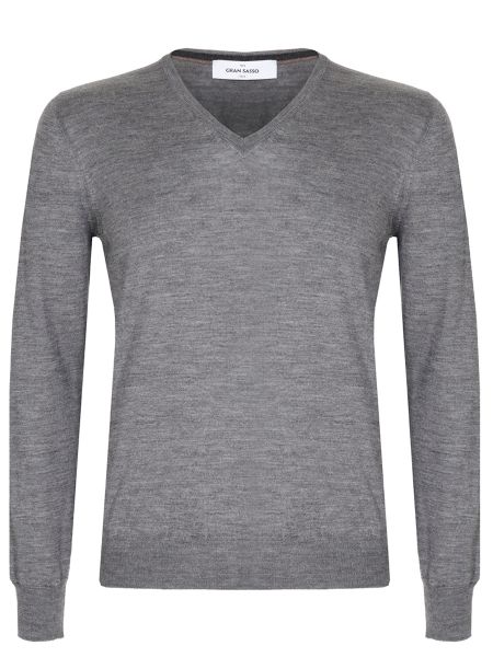 Шелковый шерстяной пуловер Gran Sasso серый