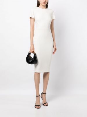Mini robe avec manches courtes en crêpe Victoria Beckham blanc